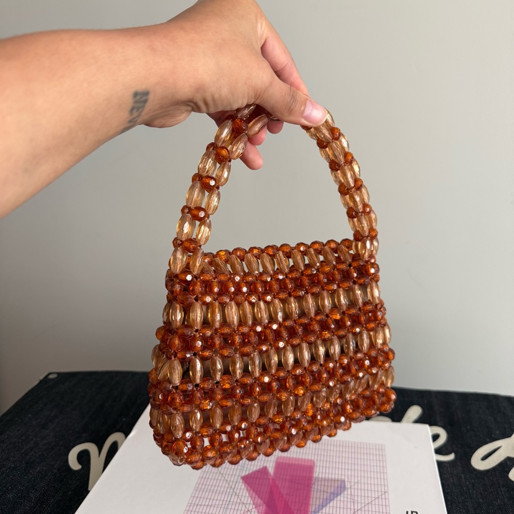 Handcrafted Vintage Beaded Amber Bag